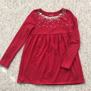 Land’s End Red Tunic Top w Sequins, size 7-8